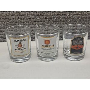 Set 3 Irish Whiskey Glasses Jameson Crested Ten Old Bushmills Black Bush Rocks